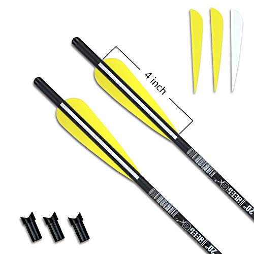 REEGOX Crossbow Bolts 16/18/20 inch Bio Crossbow Arrows with Moon Nocks and Removable Tips (Pack of 12) (20"-Yellow)