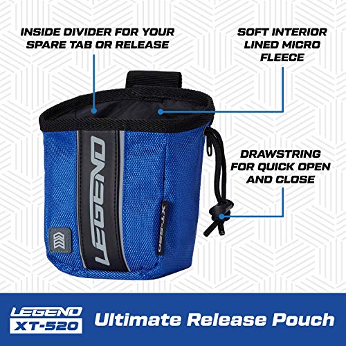 LEGEND - XT520 Quick Release Pouch & Finger Tab Bag (Teal) | Interior Divider for Better Organization & Storage of Release Aids | Attaches to Standard 2" Belt | Quick Drawstring Closure