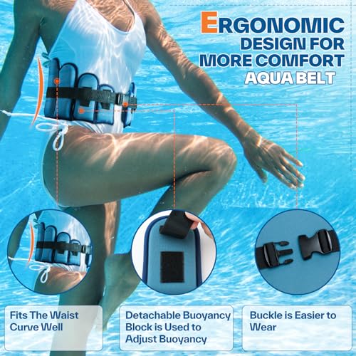 Aqua Belt Water Aerobics Equipment: Sportneer Swimming Pool Exercise Aqua Float Belts Jogger Floatation Buoyancy Belt Aquatic Training Accessories for Adults Youth Fitness Workout Therapy L