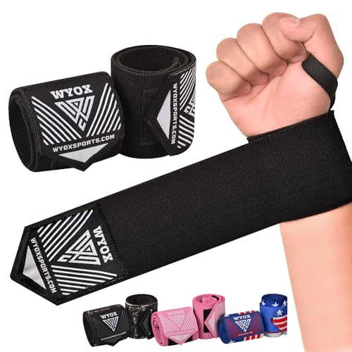 WYOX 18" Wrist Wraps for Lifting | Thumb Loop Wrist Wraps for Powerlifting, Bench Press & Weightlifting | Wrist Support Braces for Men & Women | Gym Workout Bands for Stability & Muscle Protection