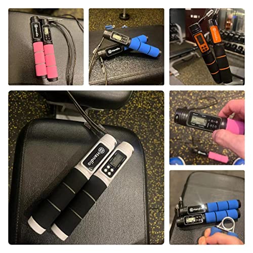 Jump Rope, H Handio Jump Rope with Counter, Workout Jumping Rope with Steel Ball Bearings, Adjustable Length Speed Skipping Rope for Men Women Kids Home Gym, Crossfit, Fitness Exercise
