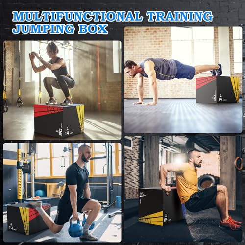 XDDAIS 3-in-1 Foam Plyometric Jump Box,Heavy Duty Foam Plyo Box Covered with 3MM Anti-Slip Particles,440lb Weight Capacity Box Jumps for Home Gym Fitness Workout Training (Small Size(20x16x14))