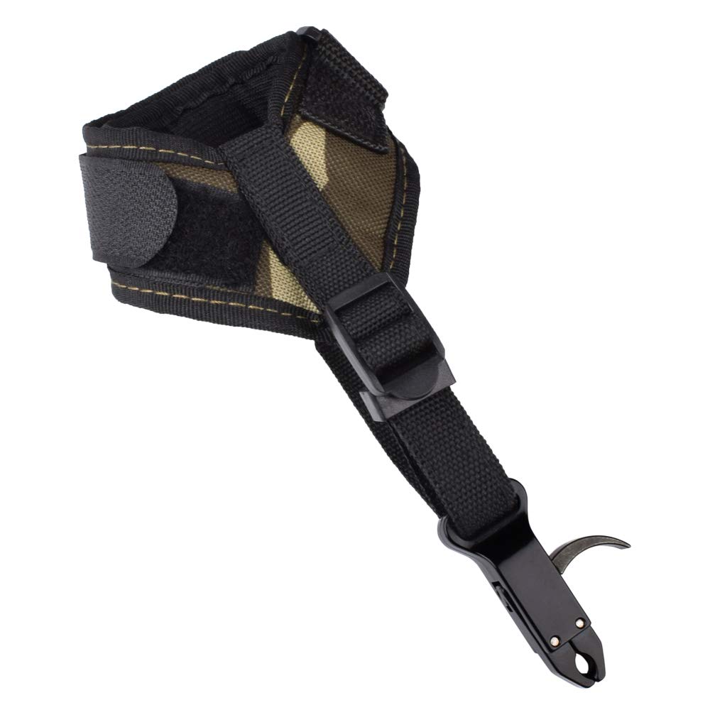 Compound Bow Release Aid Trigger Adult Archery Right Left Hand Adjustable Camouflage Wrist Strap （Pack of 1