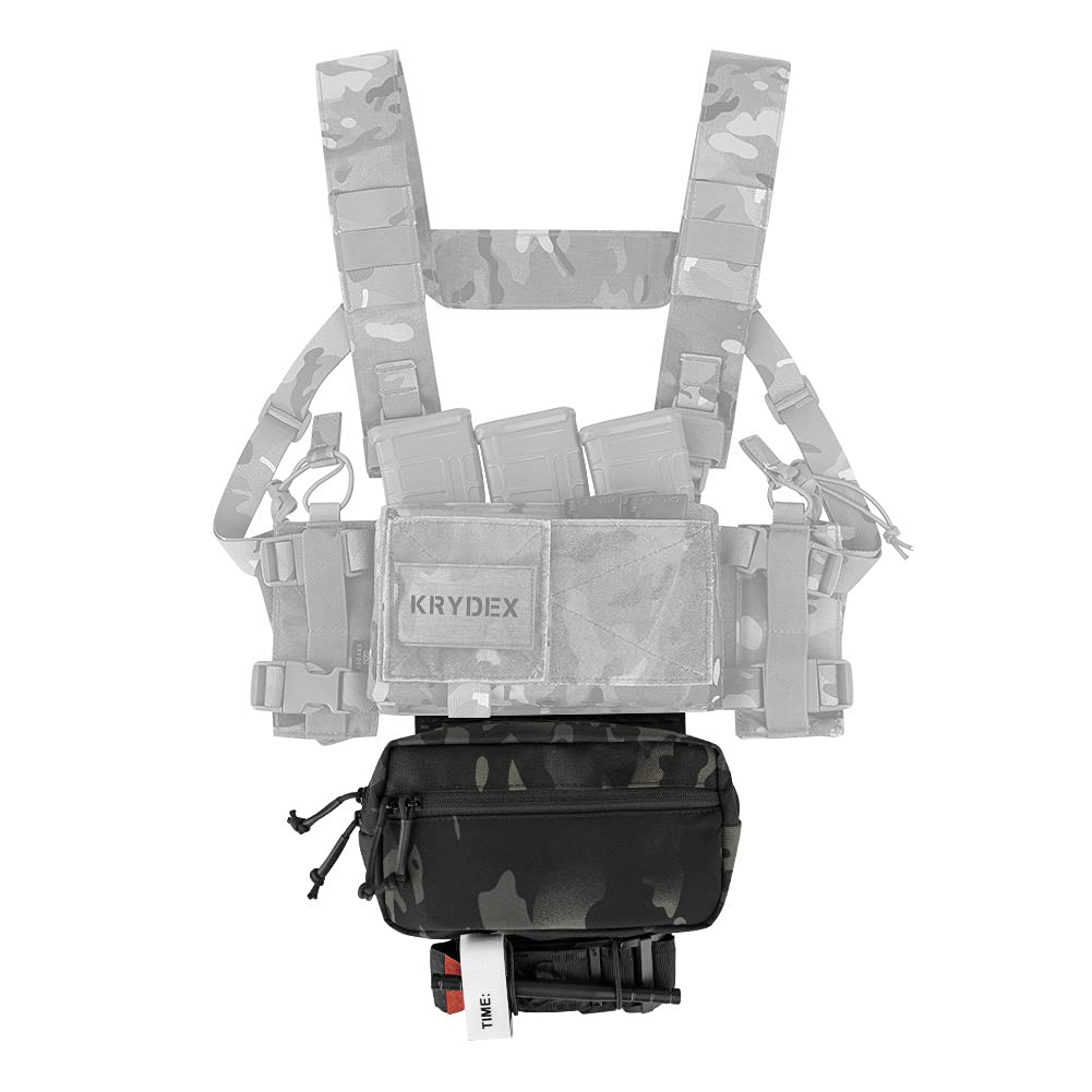 KRYDEX Tactical Drop Pouch Sub Abdominal Carrying Kit Bag Tactical Fanny Pack with Hook and Loop Panel for Tactical Vest Chest Rig (MCBK)