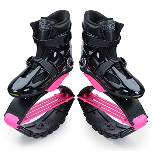 Joyfay Jumping Shoes -Black and Pink Jump Shoes for Athletes and Heavier Users -Professional Fitness Bounce Shoes for Women and Men -Special Edition Jump Boots with 4 pcs Tension Springs (L)