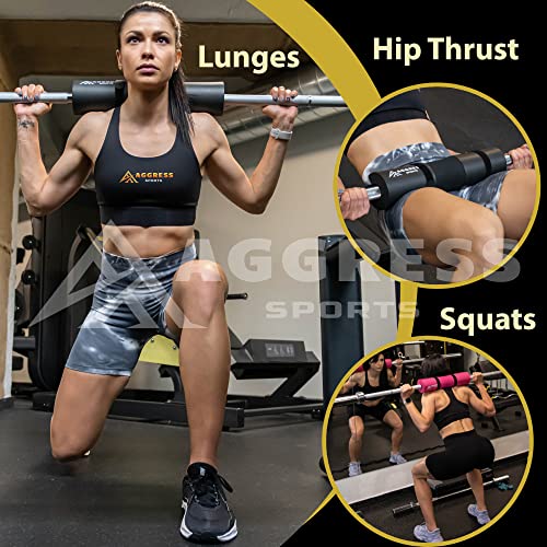 Premium Barbell Pad Set for Hip Thrusts - Squat Pad for Barbell Lunges, Bench Press, with 2 Gym Ankle Straps, Hip Resistance Bands – Gym Accessories for Women with Carry Bag, Towel