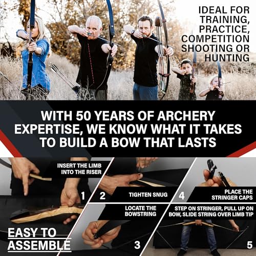 Spyder XL Takedown Recurve Bow and Arrow Set ? 64" Recurve Hunting Bow ? Right & Left Hand ? Draw Weights in 30-55 lbs ? USA Based Company ? Perfect for Beginner to Intermediate SpyderXL-30R-WS