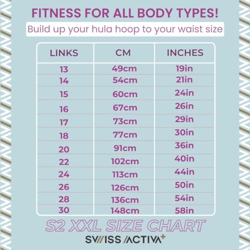 Swiss Activa+ S2 XXL Smart Hula Hoop Adult - Up to 47in for Plus Size XXL - Won't Fall Off - Weight Loss Hoop for Women - Smart Fitness Hula Hoop with Weight
