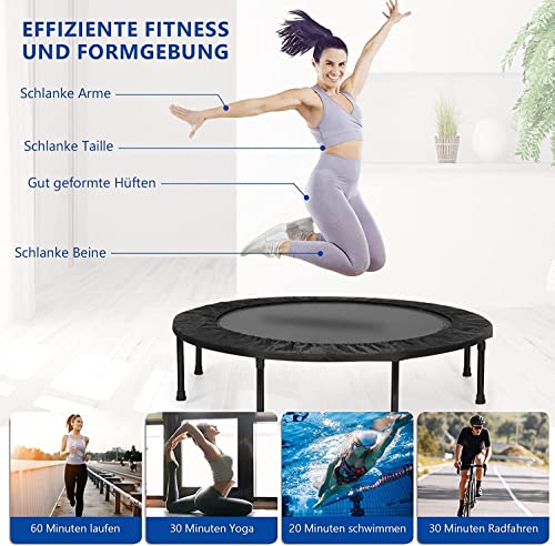 Trampoline, Portable Foldable Trampoline in-Home Mini Rebounder, Exercise Trampoline for Adults, 40" Max Load 330lbs (Black)