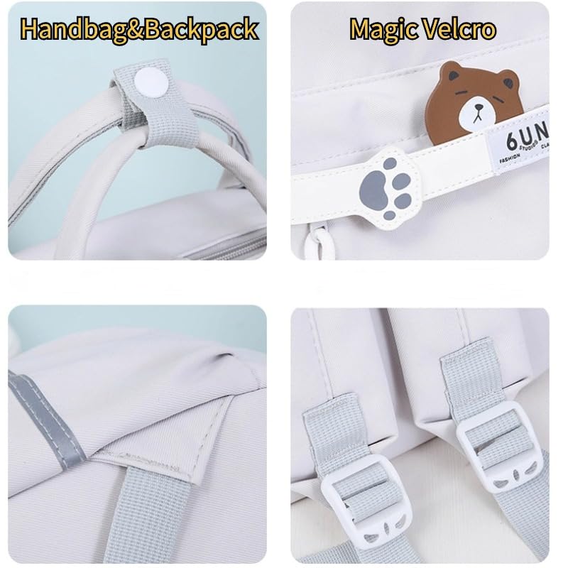 Kawaii Backpack with 21Pcs Accessories Anime Cartoon Anti-Theft Travel Aesthetic New Semester Gifts Bag with Cute Pins…