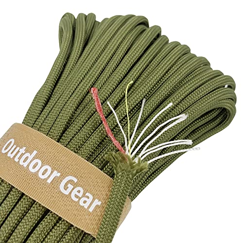 KOKKOYA 4-in-1 Survival Paracord 550 Paracord 550 Fire Cord Paracord 10 Strand, 5/32" Diameter U.S. Military Type III 550 Parachute Cord with Integrated Fishing Line, Fire-Starter Tinder