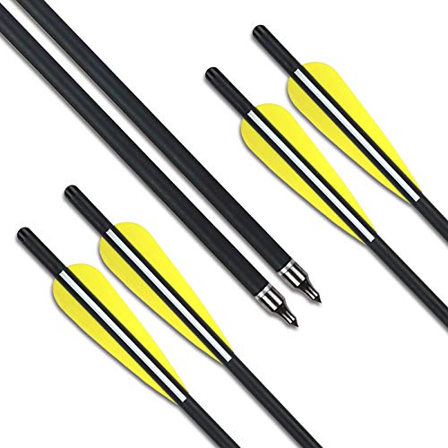 REEGOX Crossbow Bolts 16/18/20 inch Bio Crossbow Arrows with Moon Nocks and Removable Tips (Pack of 12) (20"-Yellow)