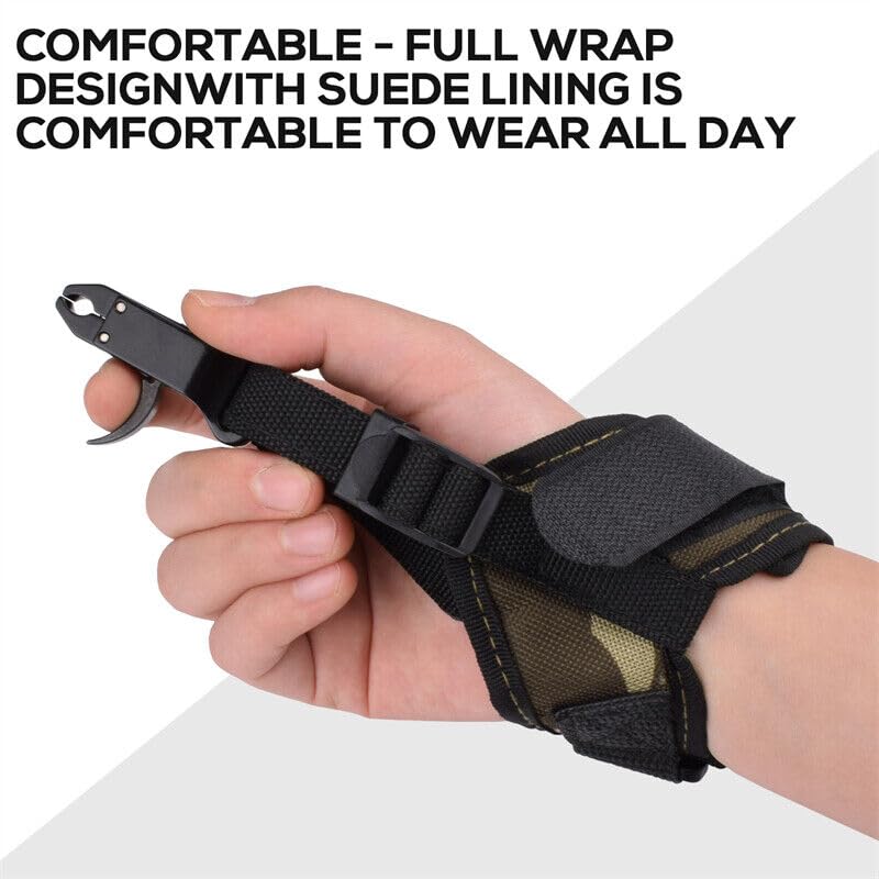 Compound Bow Release Aid Trigger Adult Archery Right Left Hand Adjustable Camouflage Wrist Strap （Pack of 1
