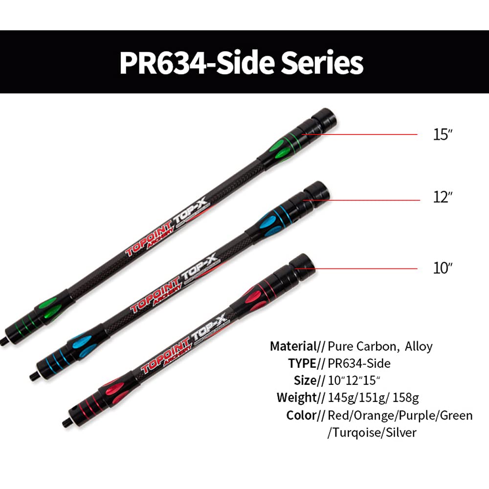 HNZMDY 10 Inch 12 Inch 15 Inch Archery Bow Stabilizer Balance Bar Rod Side Rod Carbon Fiber Stabilizer Dampen Weight for Compound Bow Recurve Bow Accessory (Orange, 10 inch)
