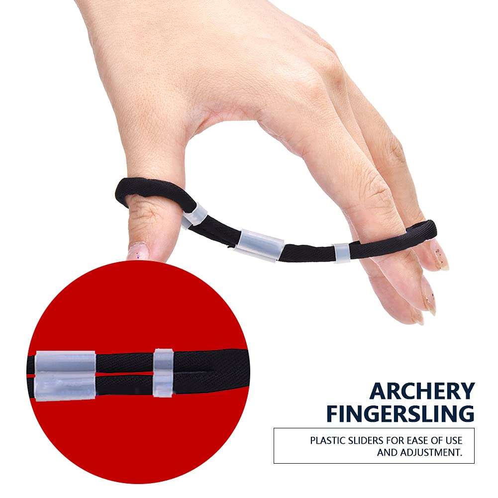 Archery Bow Slings, Archery Fingersling Recurve Bow Fingersling Shooting Fingersling Archery Finger Comfortable Wear Resistant for Recurve Bow(Black,M)