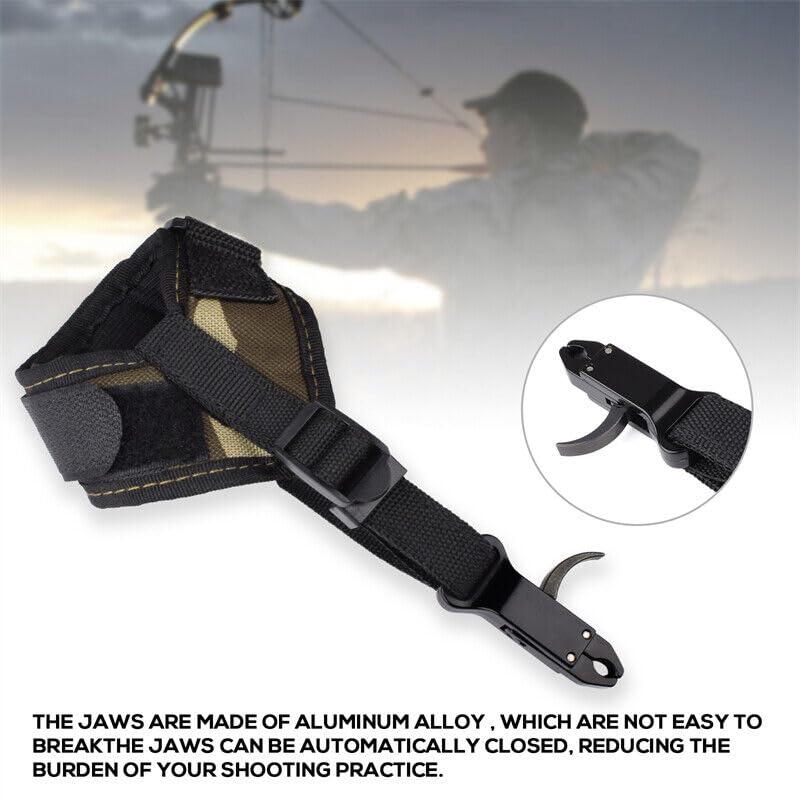 Compound Bow Release Aid Trigger Adult Archery Right Left Hand Adjustable Camouflage Wrist Strap （Pack of 1