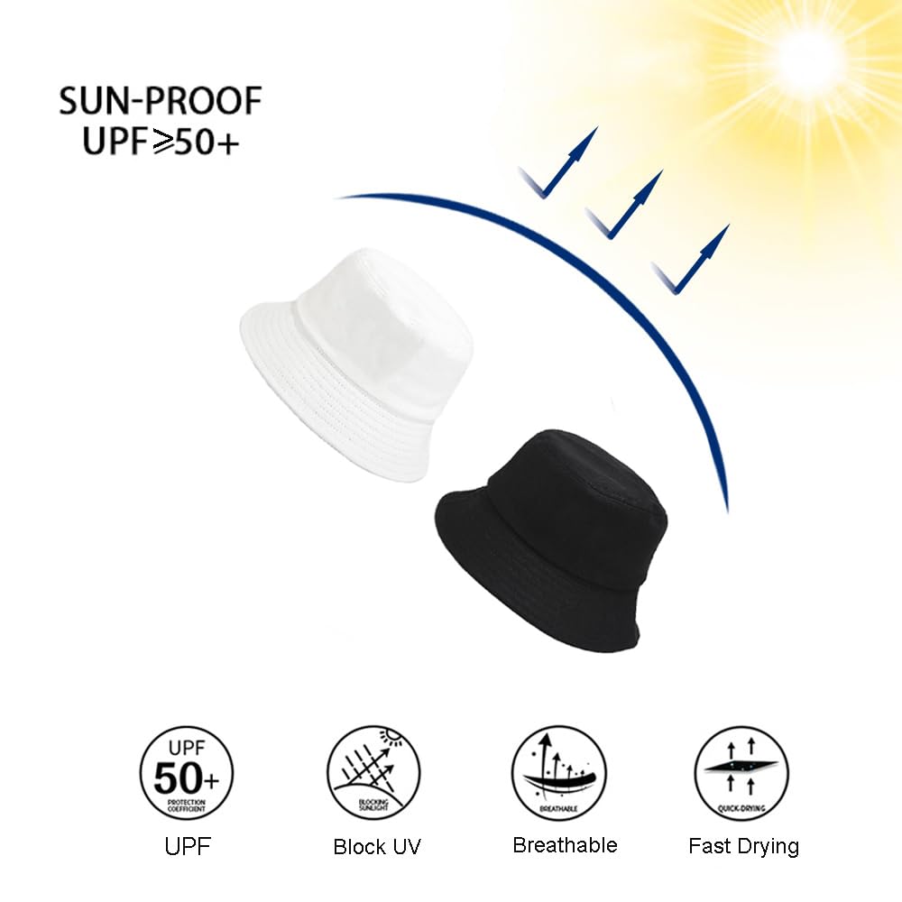 12 Pieces Bucket Hats for Women Summer Beach Fishmen Hat for Lady Adult Unisex Cotton Cap(Black White)