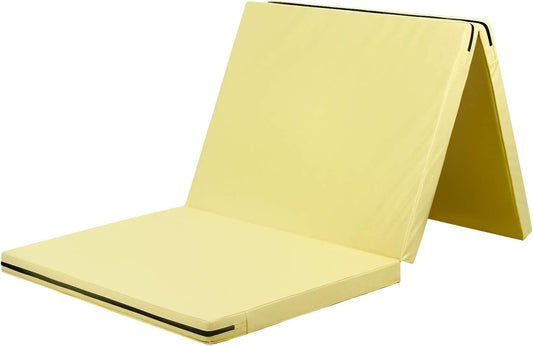 KaRaDaStyle Gymnastics Mat 3-Folding Stretch Mats 71"x31"x2" Exercise Muscle Training Children Play Horizontal Bar Mat Yoga Sports Soundproof Home Use (Yellow/3-fold)