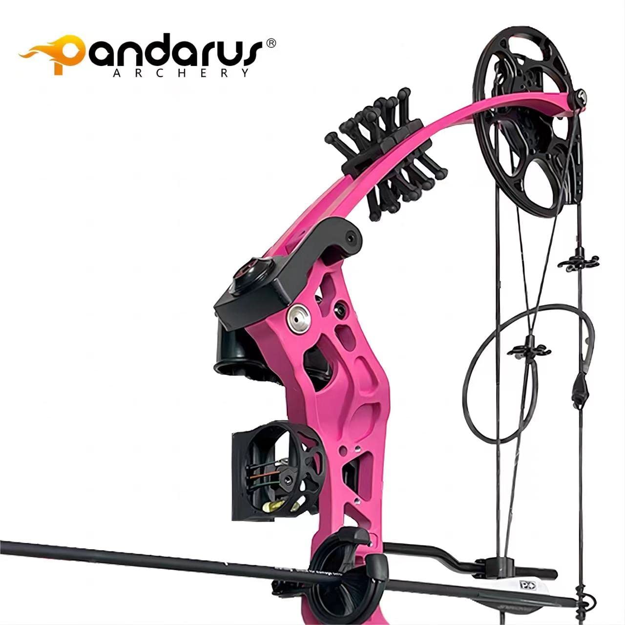 PANDARUS Compound Bow Set 15-45lbs for Pull Beginner and Teens Right Handed Adjustable 18"-29" Draw Length, 320 FPS Speed, Hunting Bow Archery Set New 2024 (Pink Right Handed Bag Pro)