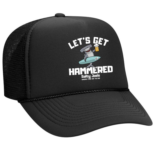 JOES SURF SHOP Salty Joe's Let's Get Hammered Foam Snapback Trucker Hat-Black