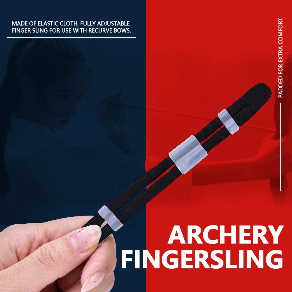 Archery Bow Slings, Archery Fingersling Recurve Bow Fingersling Shooting Fingersling Archery Finger Comfortable Wear Resistant for Recurve Bow(Black,M)