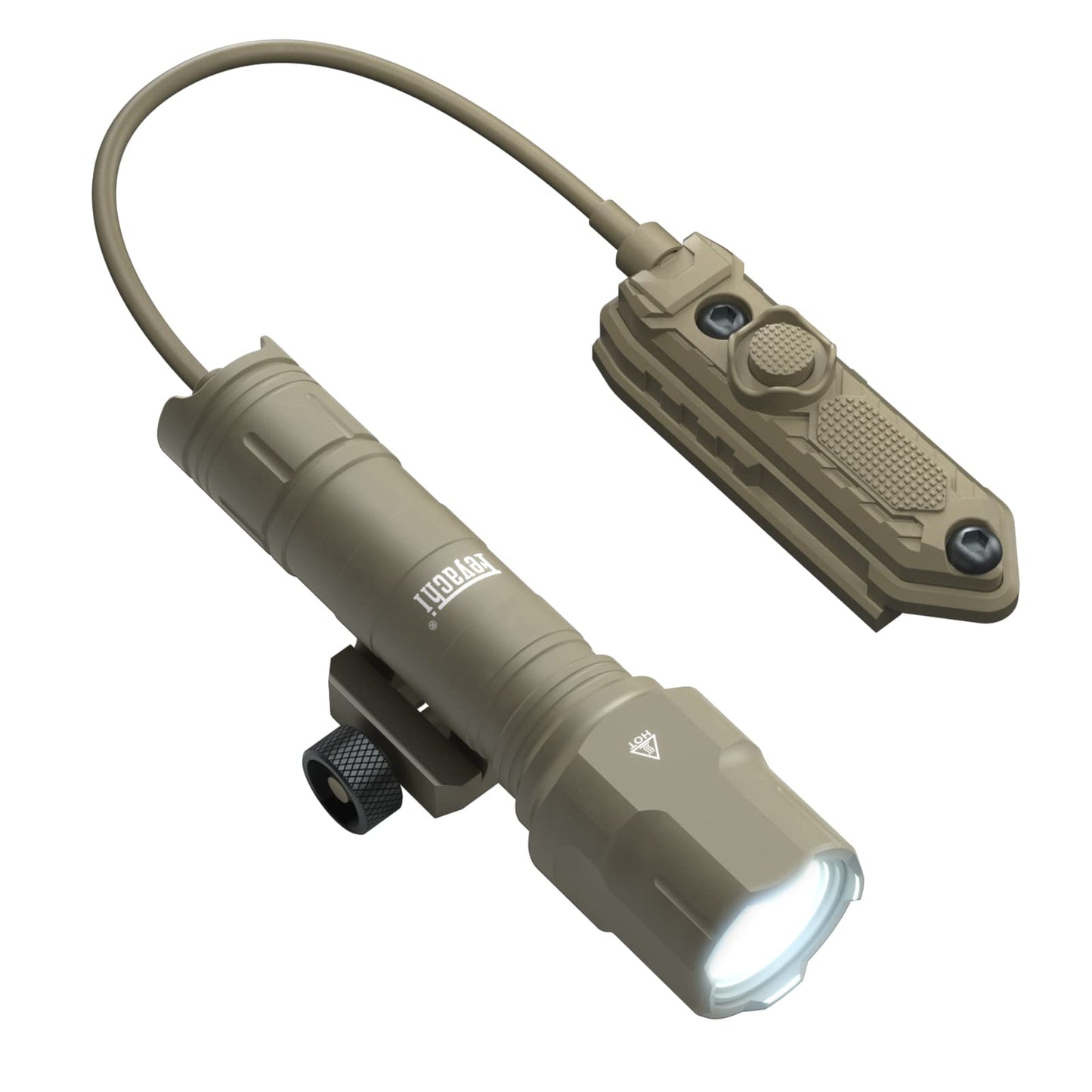 Feyachi 1200 Lumen Tactical Flashlight Matte Black LED Weapon Light with Pressure Switch, 3 Modes - High/Low/Strobe, Fixed Picatinny Flashlight Mount (Khaki)