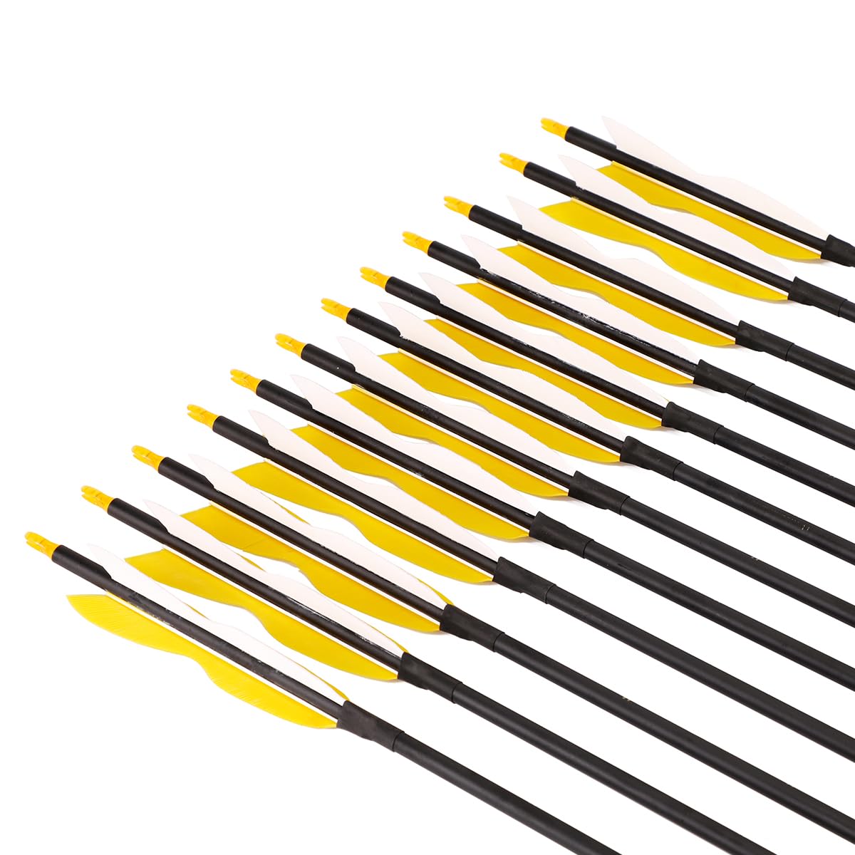 LWANO 31" Carbon Hunting Arrows Archery Target Practice Arrows with 5" Turkey Feathers Spine 500 for Recurve Bow and Compound Bow(Pack of 12) (7.8MM Yellow)