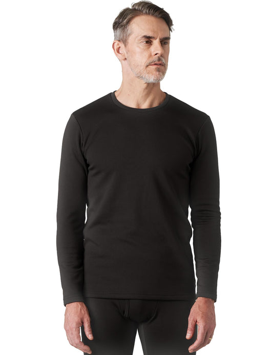 LAPASA Men's Thermal Underwear Top Crewneck Long Sleeve Shirt Base Layer Heavyweight Winter Thermoflux 300 M26 Medium Black