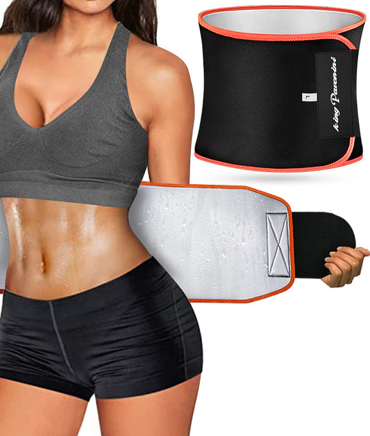 KingPavonini Waist Trimmer Waist Trainer Stomach Wraps Sweat Belt for Women Men Orange