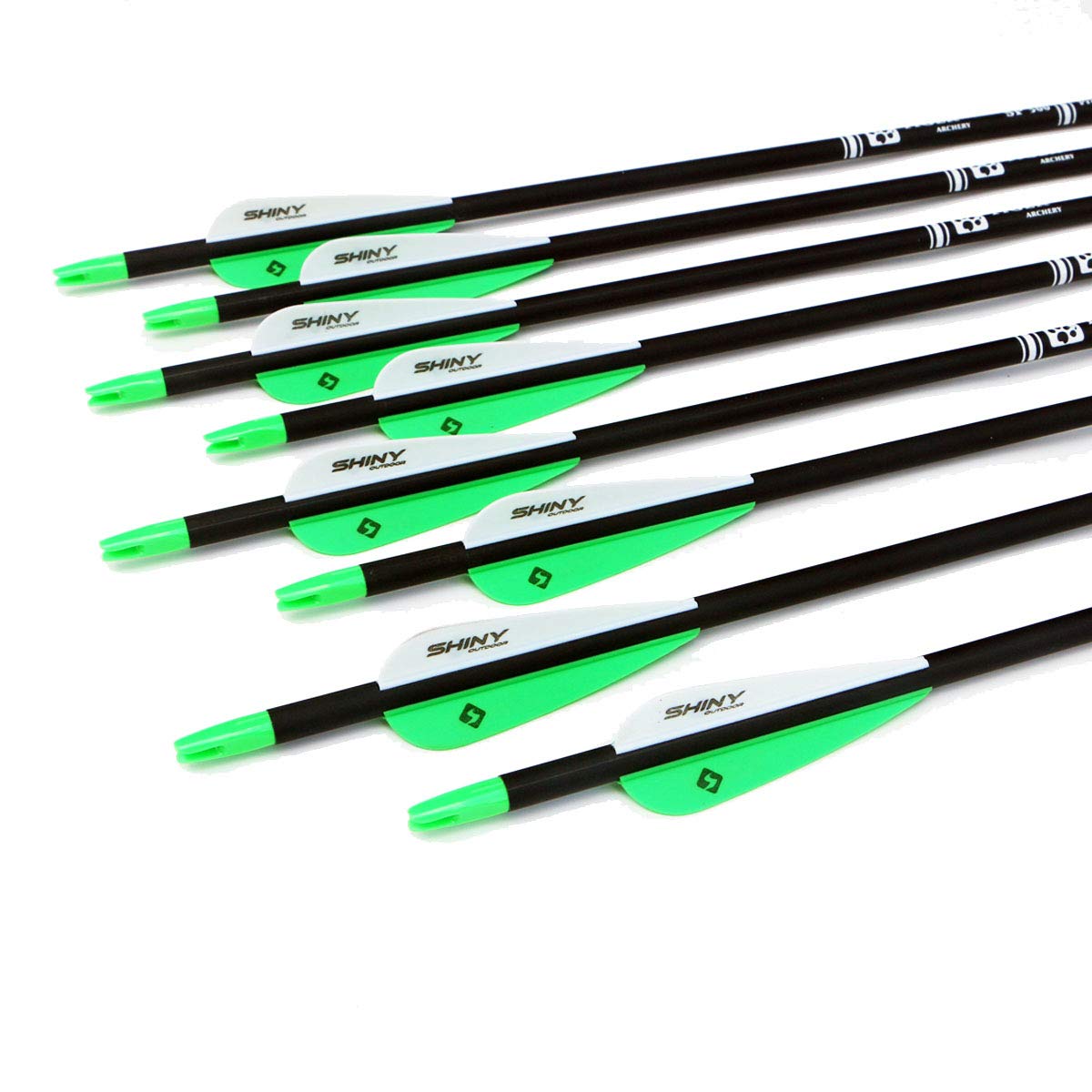 TIGER ARCHERY 30Inch Carbon Arrow Practice Hunting Arrows with Removable Tips for Compound & Recurve Bow(Pack of 12) (Green White)