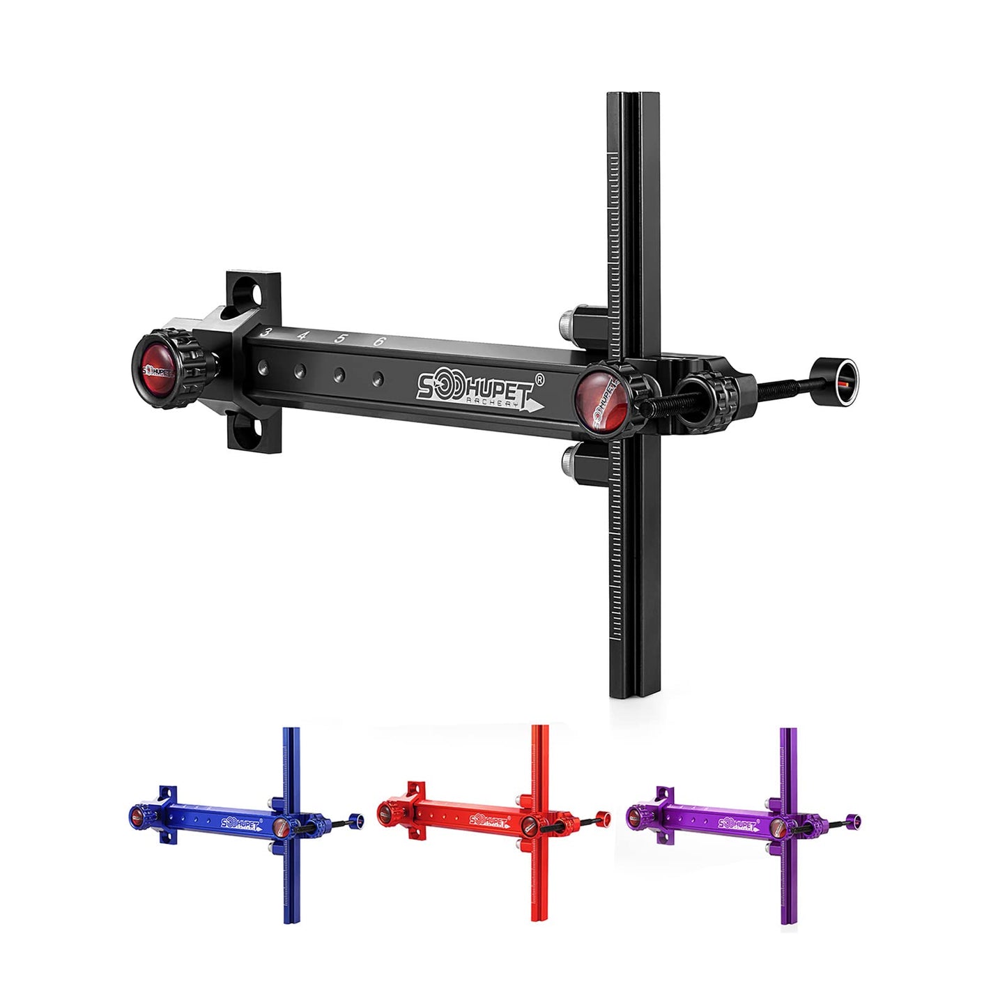 Upgraded SOOHUPET 6 Inch Archery Recurve Bow Sight Accessories T Shape Archery Shooting Target Sight Adjustable Bowsight with Optical Fiber Pin Sight for Target Practice (Black)…