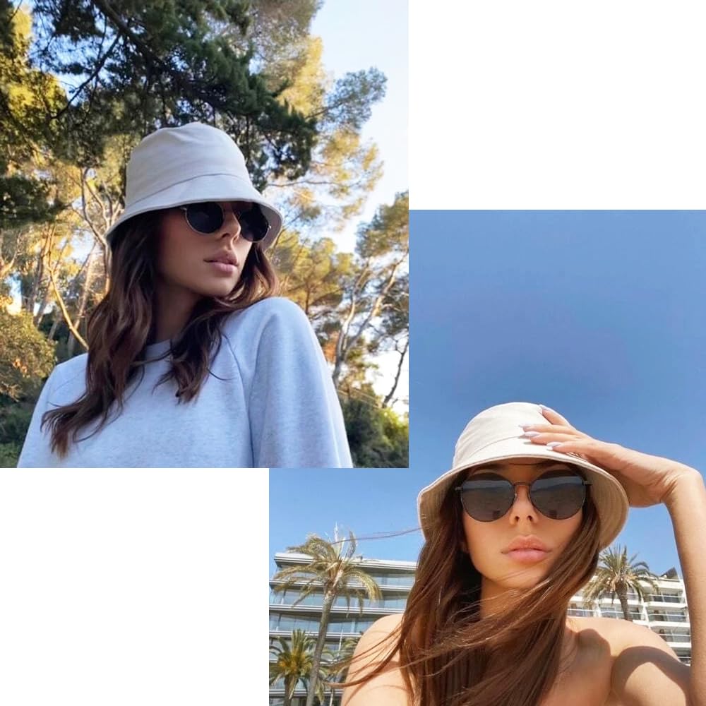12 Pieces Bucket Hats for Women Summer Beach Fishmen Hat for Lady Adult Unisex Cotton Cap(Black White)