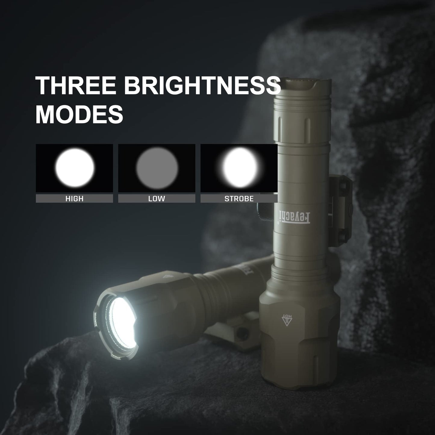 Feyachi 1200 Lumen Tactical Flashlight Matte Black LED Weapon Light with Pressure Switch, 3 Modes - High/Low/Strobe, Fixed Picatinny Flashlight Mount (Khaki)