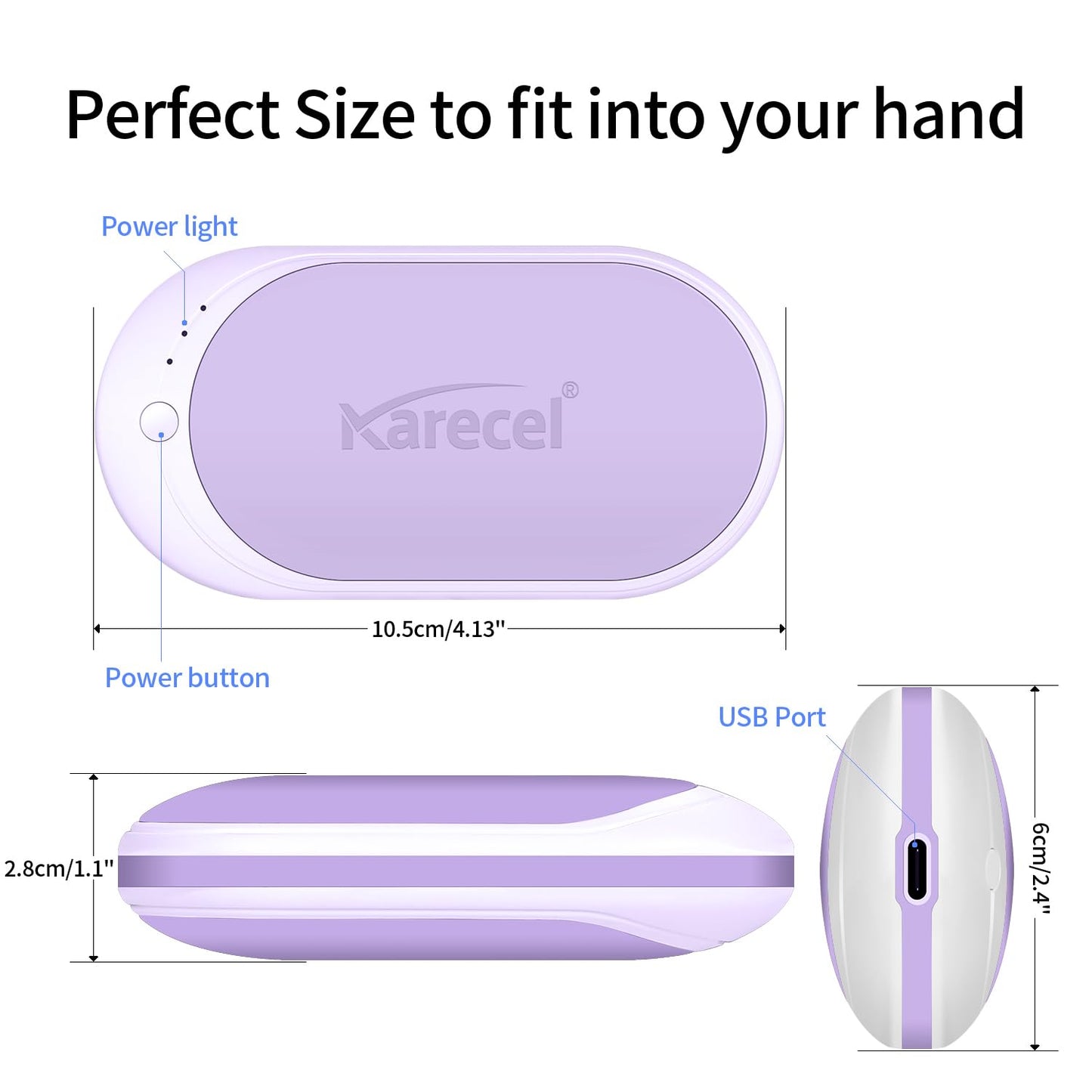 Karecel Hand Warmers Rechargeable, USB Hand Warmer Reusable 5200mAh Powerbank Portable Heater Battery Hot Pocket Warmer Electric Handwarmers, Great Gifts for Men and Women in Cold Wether Winter