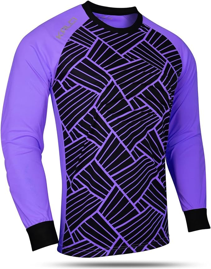 Kalci Hidden Chest Padding Soccer Goalie Jersey Youth & Adult Long Sleeves Elbow Padded Goalkeeper Shirt for Boys & Girls (Lavender - XX-Small)