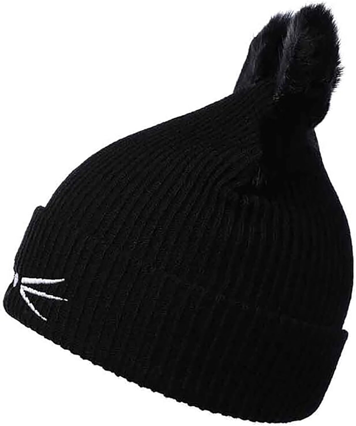 Women's Cat Beanie Crochet Hats with Ears Knitted Black Cat Hats Winter Cute Y2k Cat Ears Beanie for Girls Adults Kids