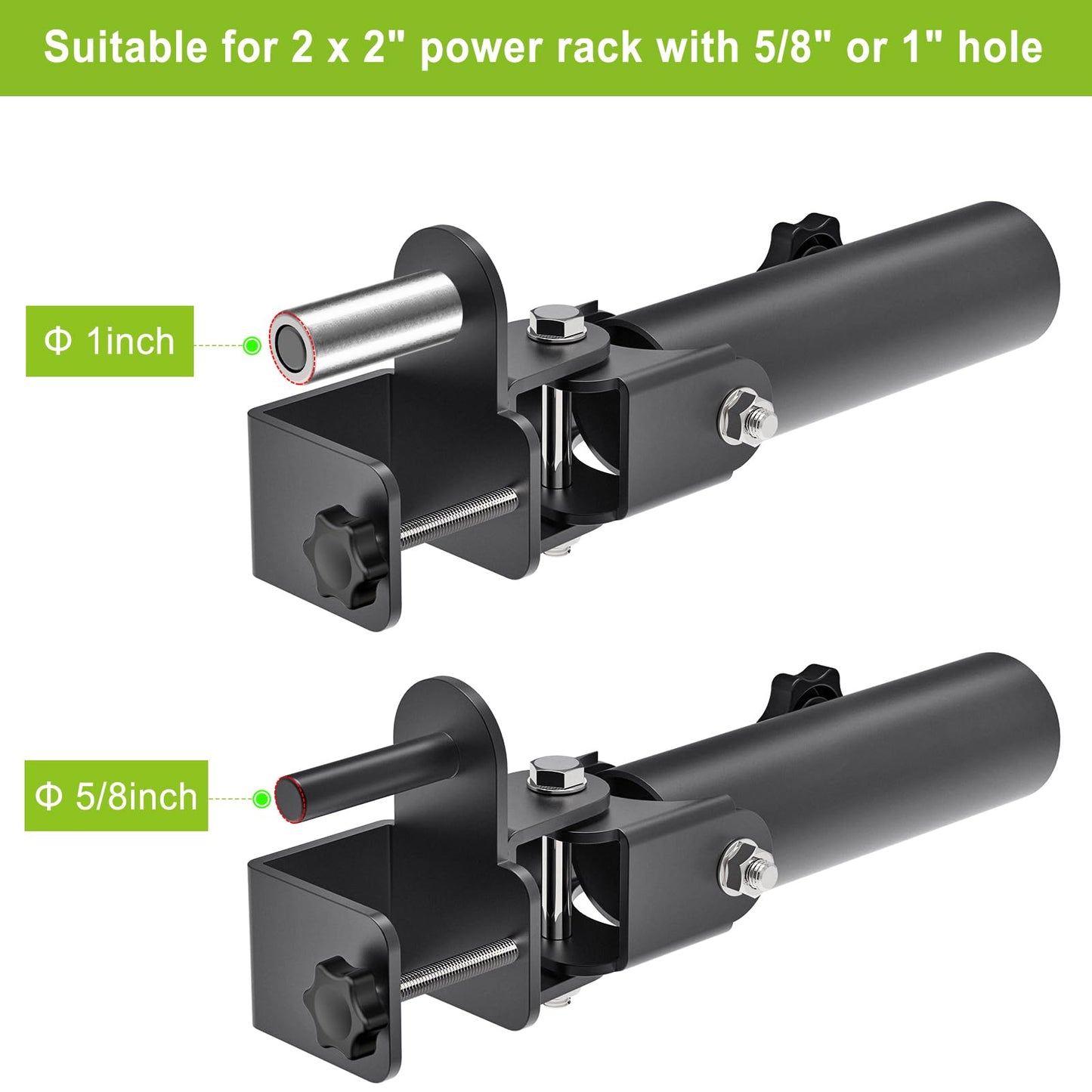 SELEWARE T Bar Row Landmine Attachment for 2" x 2" Power Rack with 5/8" or 1" Hole, Power Cage Attachment for 2'' Barbell Free Swivel Heavy Duty Structure 600 lbs Capacity