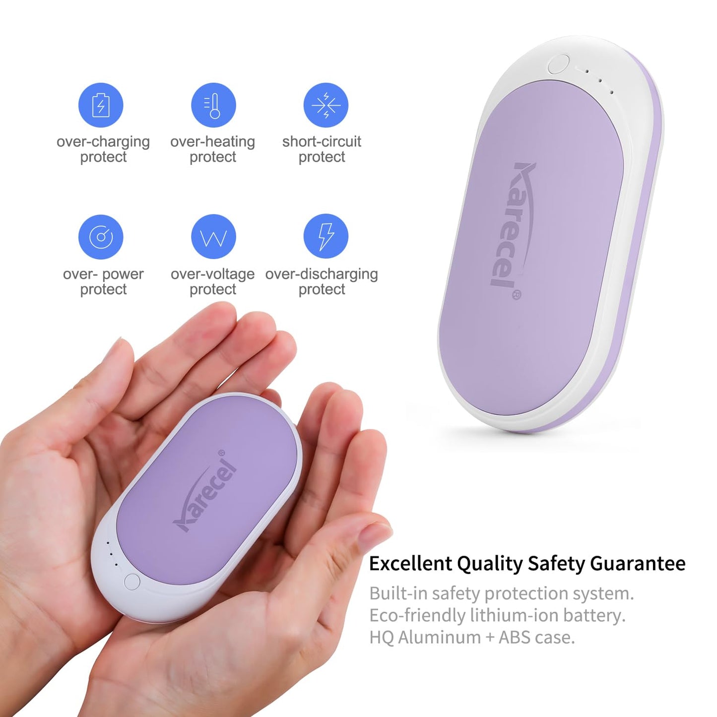 Karecel Hand Warmers Rechargeable, USB Hand Warmer Reusable 5200mAh Powerbank Portable Heater Battery Hot Pocket Warmer Electric Handwarmers, Great Gifts for Men and Women in Cold Wether Winter