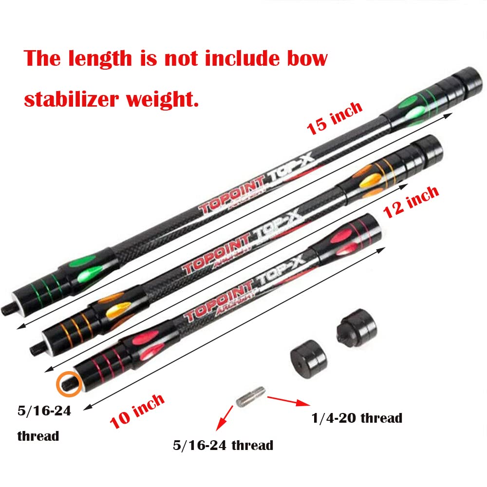 HNZMDY 10 Inch 12 Inch 15 Inch Archery Bow Stabilizer Balance Bar Rod Side Rod Carbon Fiber Stabilizer Dampen Weight for Compound Bow Recurve Bow Accessory (Orange, 10 inch)