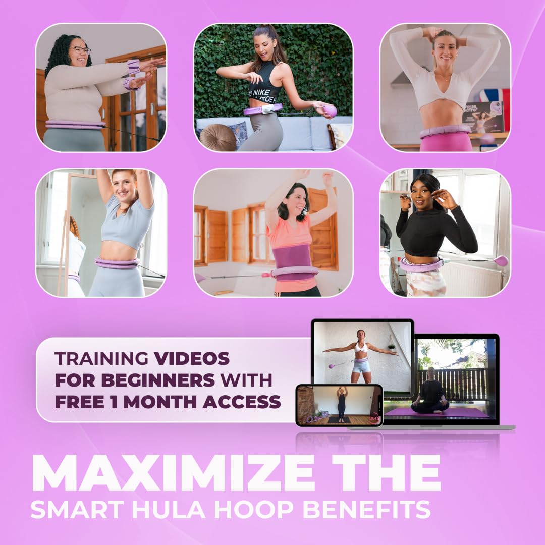 Swiss Activa+ S5.S Silent Weight Loss Hula Hoop with Counter -Waist Size 22-44in - Infinity Hoop- Smart Weighted Hula Hoop- Smart Hula Hoop- Weighted Hula Hoops for Women- Weight Hula Hoop