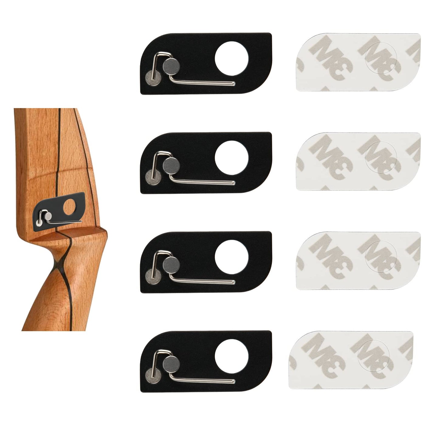 Cosmos 4 Pcs Archery Arrow Rest Archery Magnetic Metal Arrow Rest with Adhesive Tape for Recurve Bow Targeting Training Hunting Accessory, Left Hand (Left Hand)