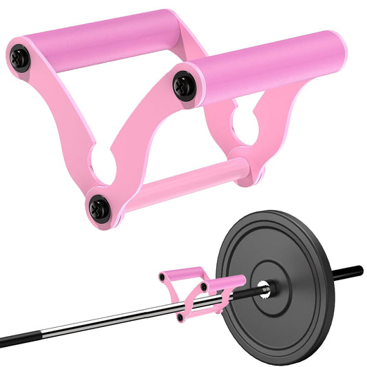 Lewufe V Bar Row Landmine Handle Attachment for Barbell Bars, Solid Double D Handle, T-Bar Row Handle Attachments with Non-Slip Rubber Grip, Fits Olympic Bar Strength Training Bar, Pink