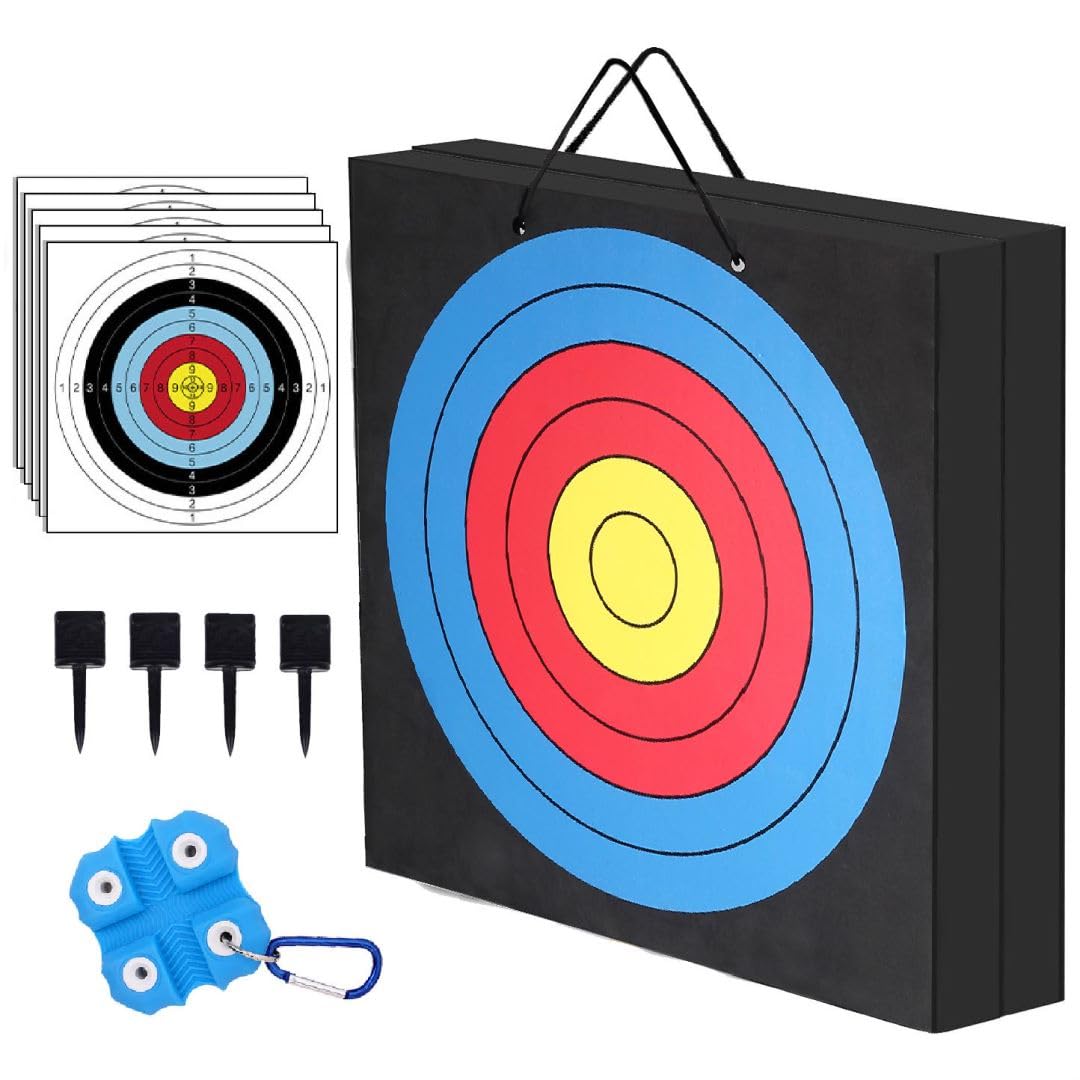 SPG Archery Target for Backyard Adult - EVA Foam Big Archery Target for Bows up to 50 Lbs, Durable Bow and Arrow Target for Backyard Shooting Practice with Arrow Puller (4 Inches Thick)