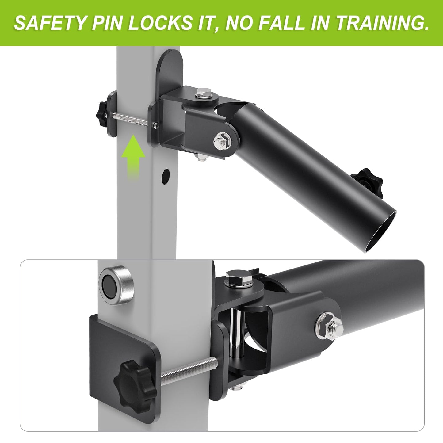 SELEWARE T Bar Row Landmine Attachment for 2" x 2" Power Rack with 5/8" or 1" Hole, Power Cage Attachment for 2'' Barbell Free Swivel Heavy Duty Structure 600 lbs Capacity