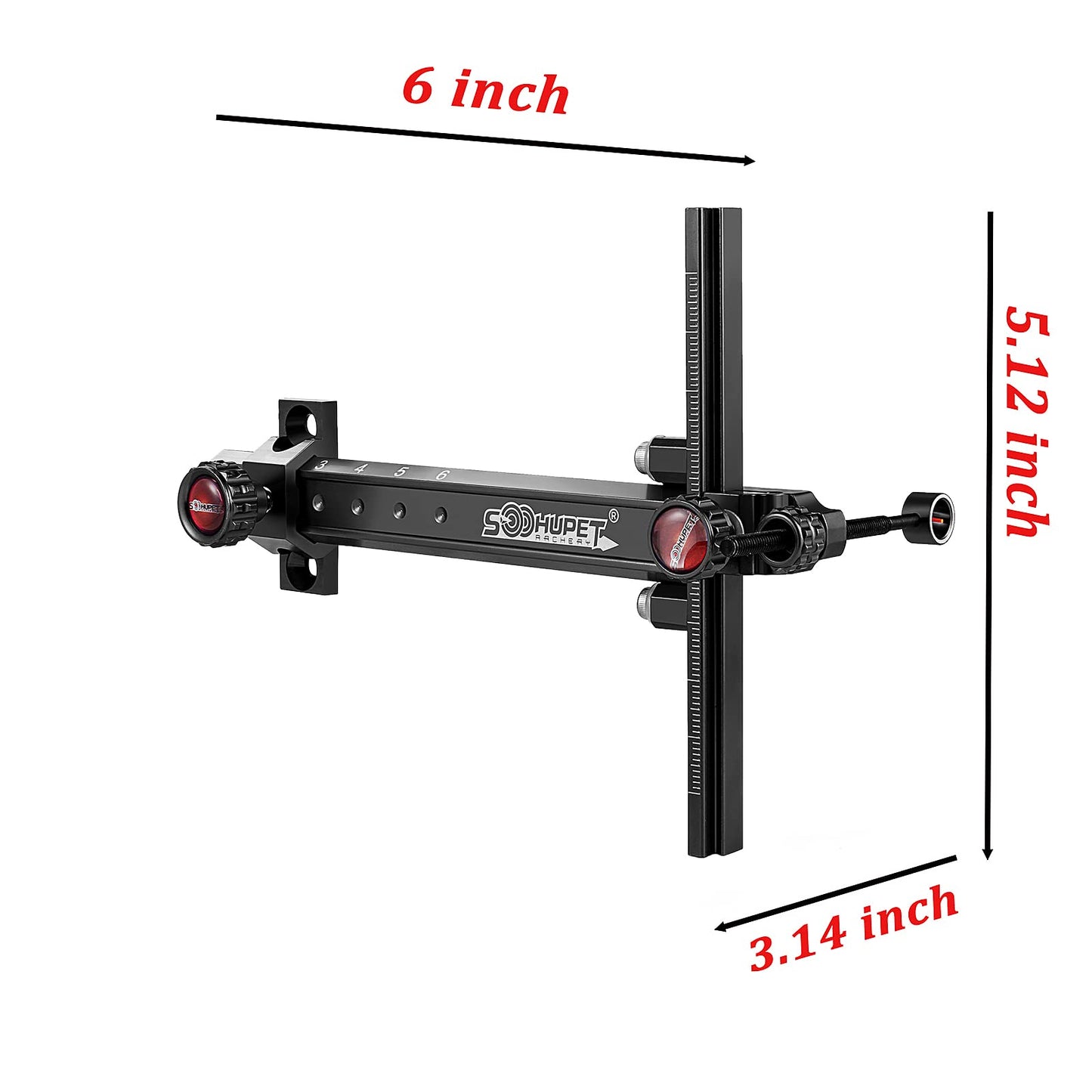 Upgraded SOOHUPET 6 Inch Archery Recurve Bow Sight Accessories T Shape Archery Shooting Target Sight Adjustable Bowsight with Optical Fiber Pin Sight for Target Practice (Black)…