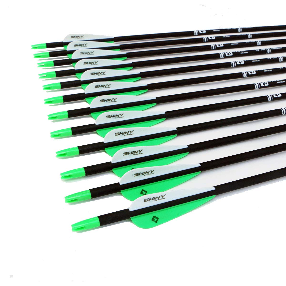 TIGER ARCHERY 30Inch Carbon Arrow Practice Hunting Arrows with Removable Tips for Compound & Recurve Bow(Pack of 12) (Green White)