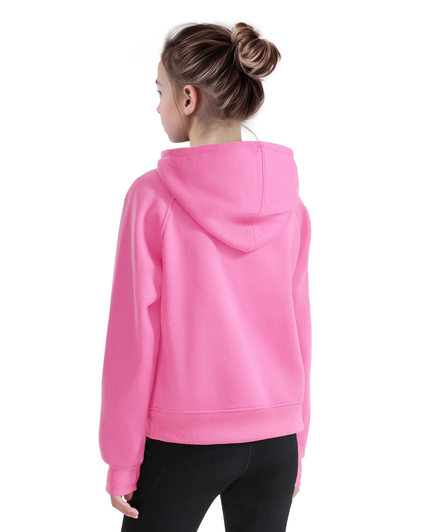JOCMIC Hoodies for Teen Girls Fleece Sweatshirts Half Zipper Cropped Sweatshirts with Thumb Hole Preppy Winter Clothes Pink 9-10 Years