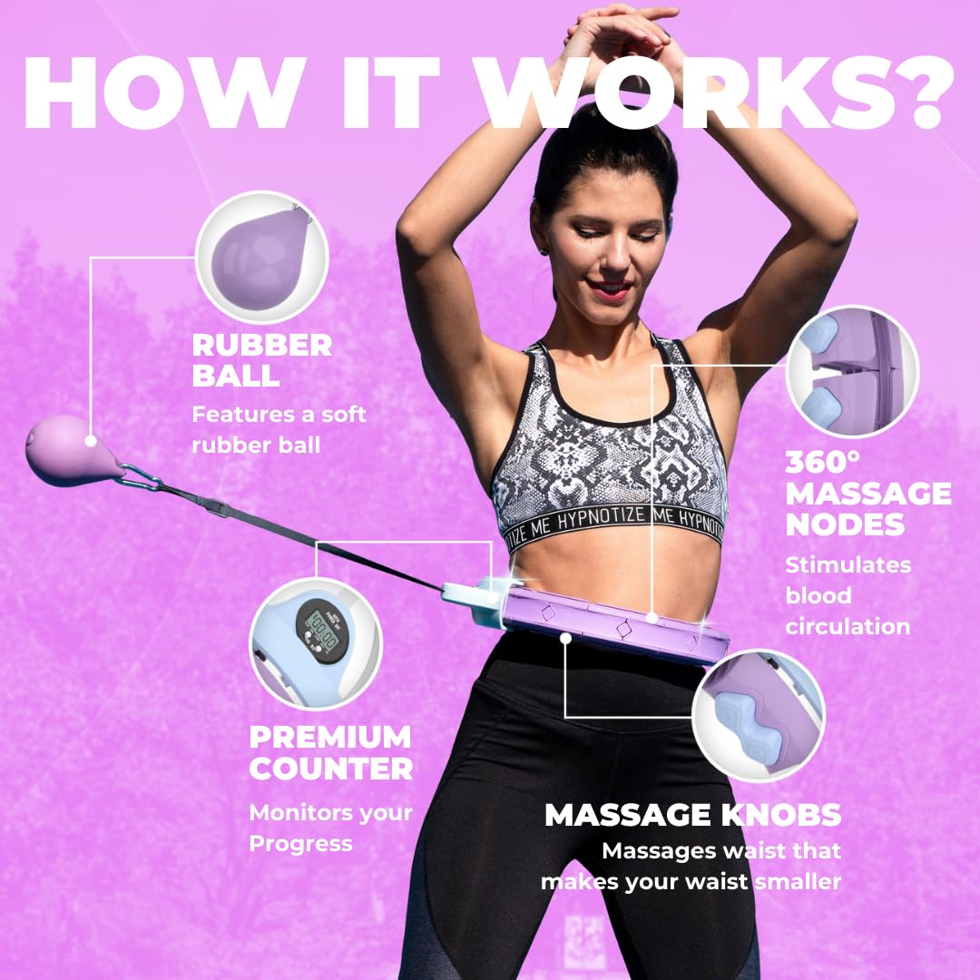 Swiss Activa+ S5.S Silent Weight Loss Hula Hoop with Counter -Waist Size 22-44in - Infinity Hoop- Smart Weighted Hula Hoop- Smart Hula Hoop- Weighted Hula Hoops for Women- Weight Hula Hoop