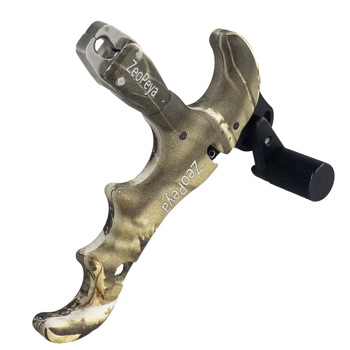 ZeoPeya Bow Release for Compound Bow, 4-Finger 360° Rotate Caliper Thumb Release Archery Accessories (Camouflage)