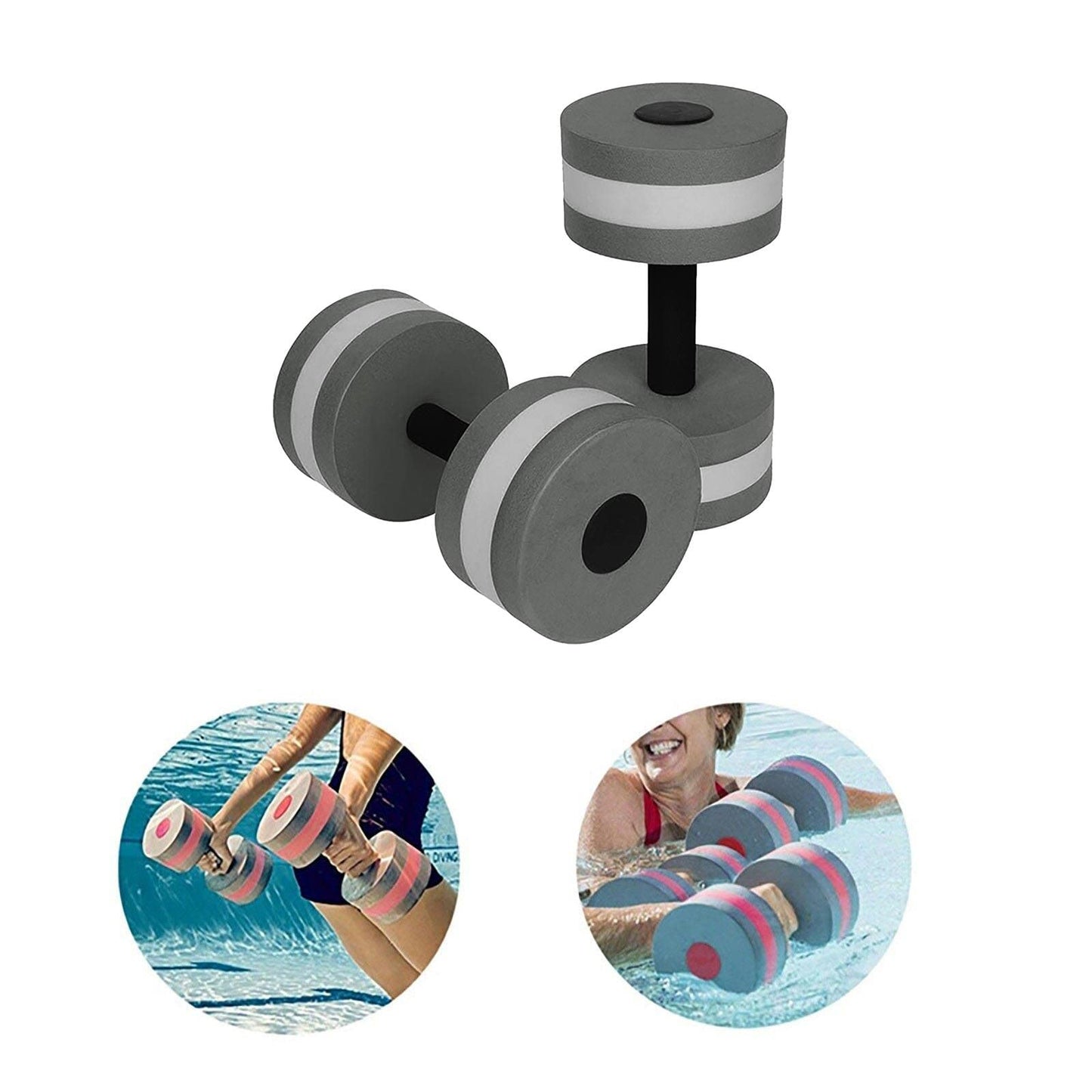Lagukka Aquatic Dumbbell Set, 2PCS Water Dumbells Pool Resistance Fitness Equipment Foam Aerobics for Weight Loss Gray